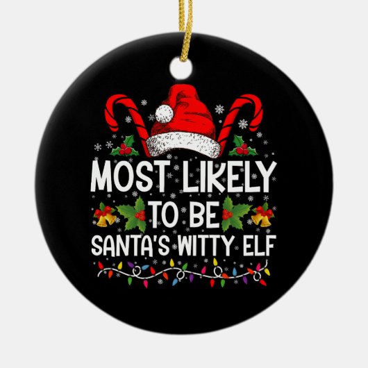 Waarschijnlijk is het Kerstman's geestige elf kers Keramisch Ornament (Voorkant)