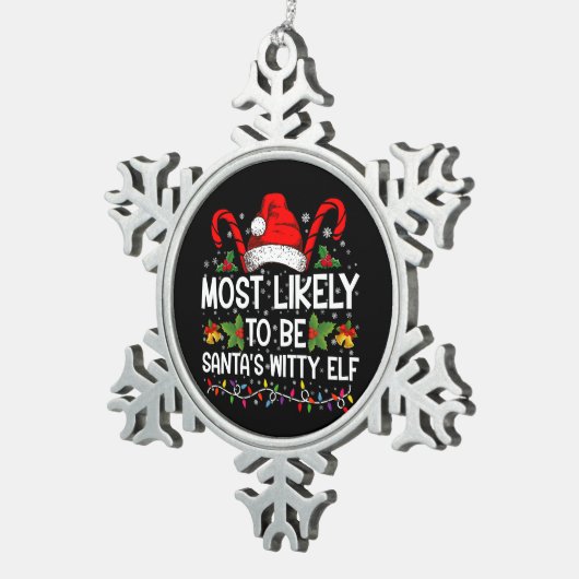 Waarschijnlijk is het Kerstman's geestige elf kers Tin Sneeuwvlok Ornament (Rechts)