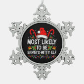 Waarschijnlijk is het Kerstman's geestige elf kers Tin Sneeuwvlok Ornament (Voorkant)