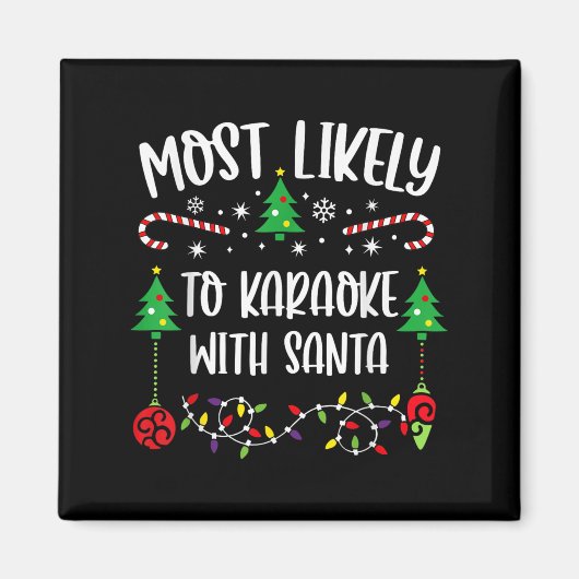 Waarschijnlijk karaoke met Santa Funny Christmas Magneet (Voorkant)