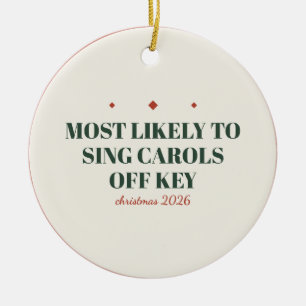 Waarschijnlijk Kerstliederen Off Key Zingen Kerstm Keramisch Ornament
