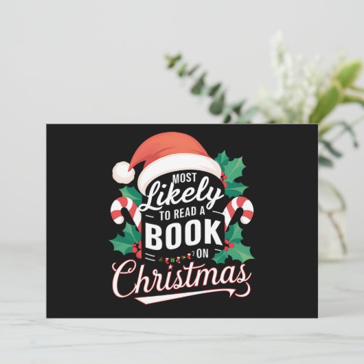 Waarschijnlijk leest iemand een boek met Kerstmis Feestdagenkaart (Staand voorkant)