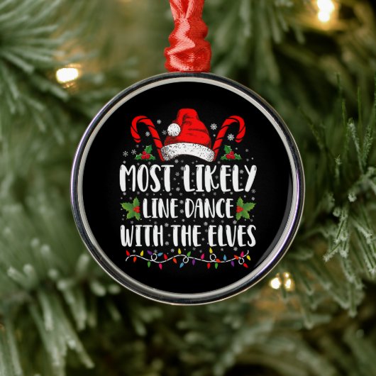 Waarschijnlijk lijndans met de Elfen kerst Metalen Ornament (Boom)