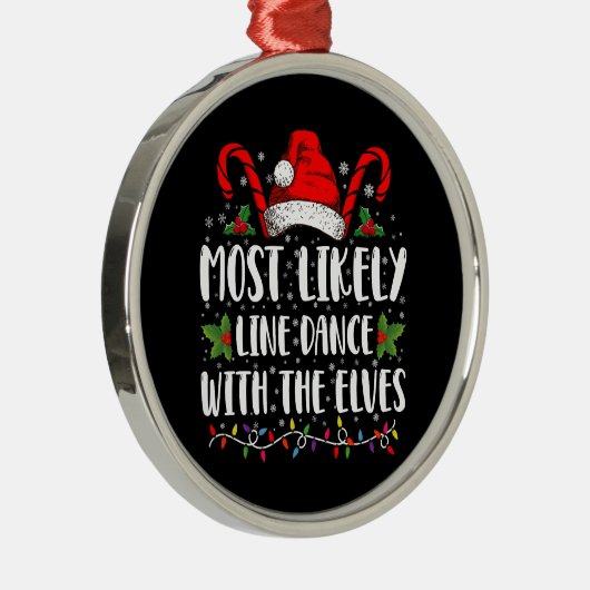 Waarschijnlijk lijndans met de Elfen kerst Metalen Ornament (Rechts)