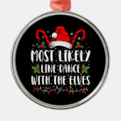 Waarschijnlijk lijndans met de Elfen kerst Metalen Ornament (Voorkant)