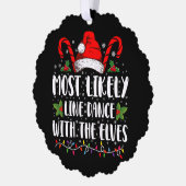 Waarschijnlijk lijndans met de Elfen kerst Ornament Kaart (Links)