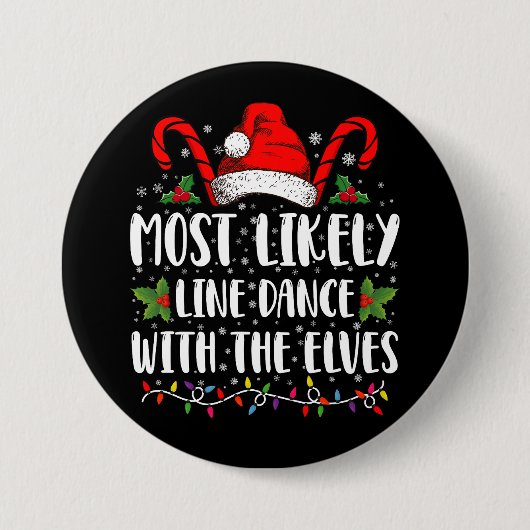 Waarschijnlijk lijndans met de Elfen kerst Ronde Button 7,6 Cm (Voorkant)