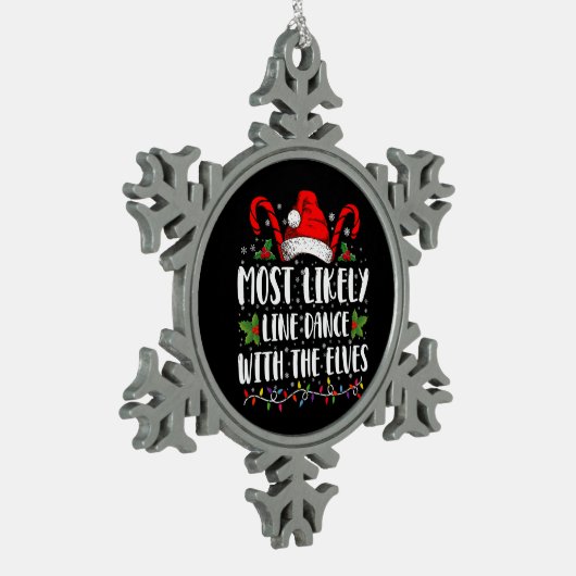 Waarschijnlijk lijndans met de Elfen kerst Tin Sneeuwvlok Ornament (Links)