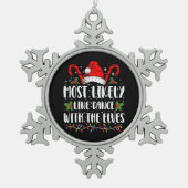 Waarschijnlijk lijndans met de Elfen kerst Tin Sneeuwvlok Ornament (Voorkant)