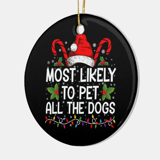 Waarschijnlijk om alle honden grappig kerst te aai keramisch ornament (Links)