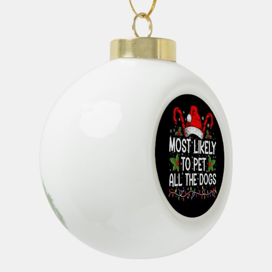 Waarschijnlijk om alle honden grappig kerst te aai keramische bal ornament (Links)