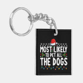 Waarschijnlijk om alle honden kerst familie te aai sleutelhanger (Voorkant Links)