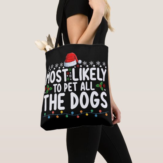 Waarschijnlijk om alle honden kerst familie te aai tote bag (Dichtbij)