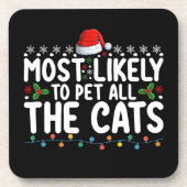 Waarschijnlijk om alle katten kerst familie te aai bier onderzetter (Voorkant)