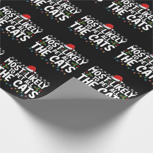 Waarschijnlijk om alle katten kerst familie te aai cadeaupapier (Hoek)