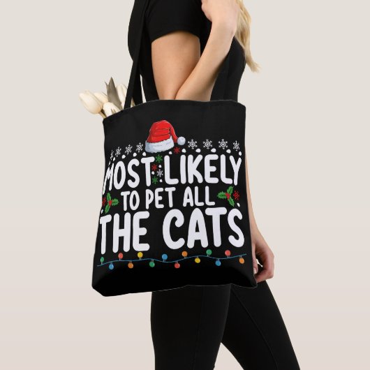 Waarschijnlijk om alle katten kerst familie te aai tote bag (Dichtbij)