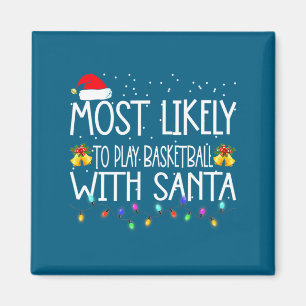 Waarschijnlijk om basketbal te spelen met kerstman magneet