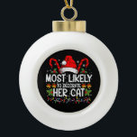 Waarschijnlijk om haar kattenfamilie te versieren keramische bal ornament<br><div class="desc">De meest waarschijnlijke decoratie van haar kat familie die kerstmis aanpast</div>