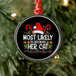 Waarschijnlijk om haar kattenfamilie te versieren metalen ornament<br><div class="desc">De meest waarschijnlijke decoratie van haar kat familie die kerstmis aanpast</div>