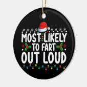 Waarschijnlijk om hardop te scheten kerst familie keramisch ornament (Links)