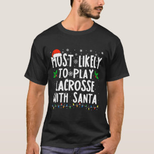 Waarschijnlijk speelt hij lacrosse met de kerstman t-shirt