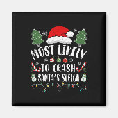 Waarschijnlijk te crashen Santa's Sleigh Christmas Magneet (Voorkant)