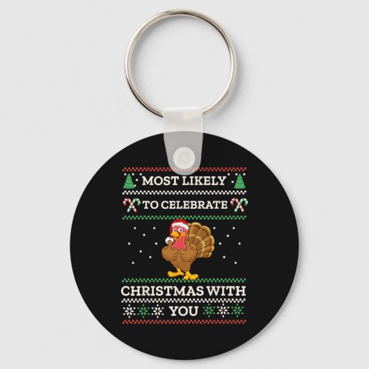 Waarschijnlijk viert u Kerstmis met u Sleutelhanger (Voorkant)