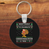 Waarschijnlijk viert u Kerstmis met u Sleutelhanger (Voorkant)