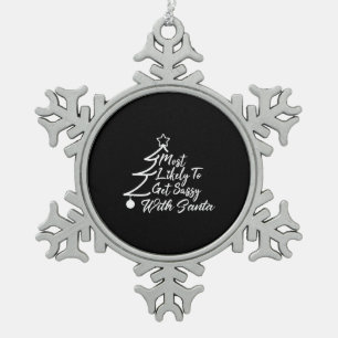Waarschijnlijk wordt het sassy met de kerstman. Ch Tin Sneeuwvlok Ornament
