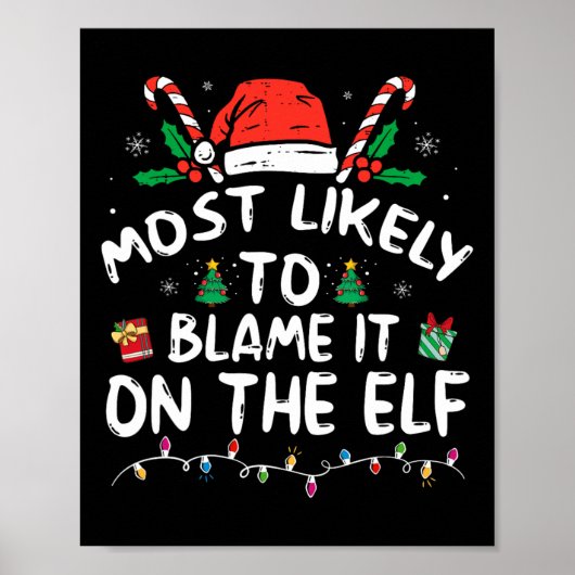Waarschijnlijk zal Elf Santa Family Fu de schuld k Poster (Voorkant)