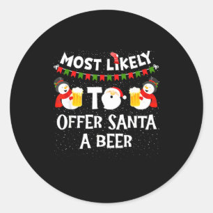 Waarschijnlijkheid om Sinterklaas een Bier Sneeuwm Ronde Sticker