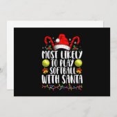 Waarschijnlijkst om Softbal te Spelen met de Kerst Kaart (Voorkant / Achterkant)