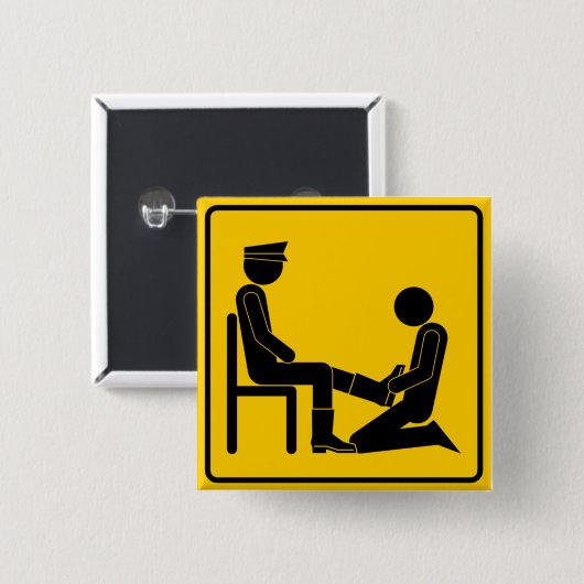 waarschuwen vierkante button 5,1 cm (Voorkant /achterkant)