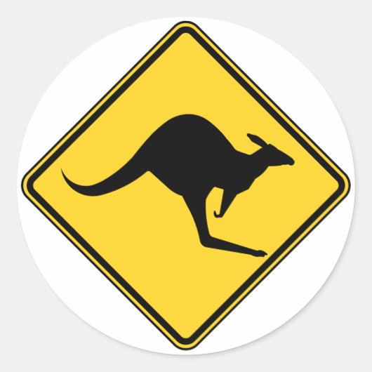waarschuwend gevaar voor kangaroo op australië dag ronde sticker (Voorkant)