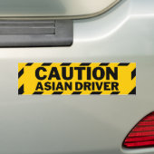waarschuwende aziatische chauffeur bumpersticker (Op auto)
