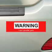waarschuwing-2, ik kan niet parallel parkeren bumpersticker (Op auto)