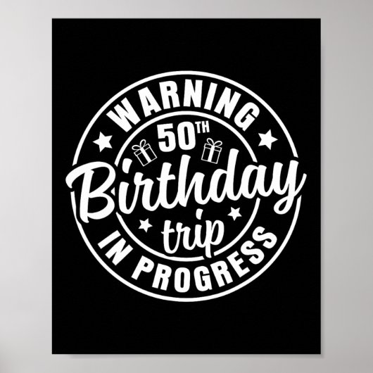 Waarschuwing 50e verjaardagstrip in uitvoering Fun Poster (Voorkant)