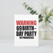 Waarschuwing 69 Verjaardagsfeestje In Beeld Uitnodiging Briefkaart (Staand voorkant)
