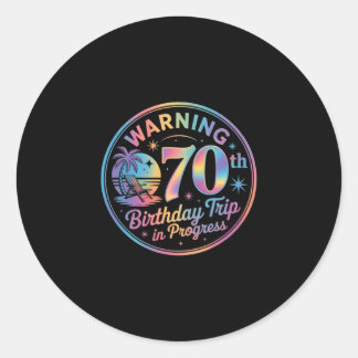 Waarschuwing 70e verjaardagstrip gaande Verjaardag Ronde Sticker