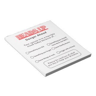 Waarschuwing aan de echtgenoot notitieblok