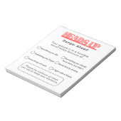 Waarschuwing aan de echtgenoot notitieblok (Linkerzijde)