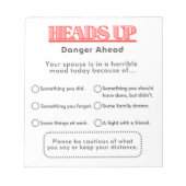 Waarschuwing aan de echtgenoot notitieblok (Voorkant)