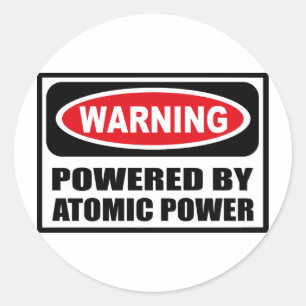 WAARSCHUWING AANGEDREVEN DOOR ATOMIC POWER STICKER
