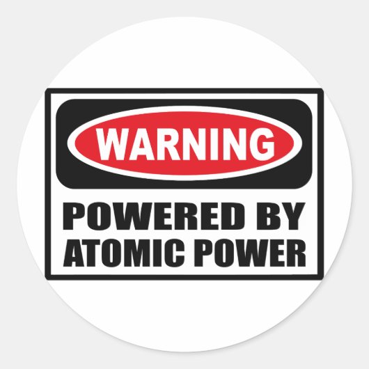 WAARSCHUWING AANGEDREVEN DOOR ATOMIC POWER STICKER (Voorkant)