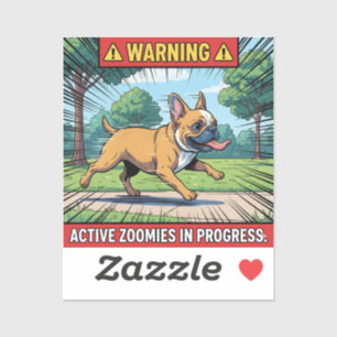 Waarschuwing Actieve Zoomies Franse Bulldog Grappi Sticker