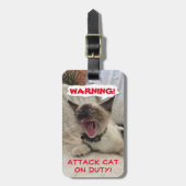 Waarschuwing Agressieve Kat in Functie Sjabloon Bagagelabel (Voorkant verticaal)