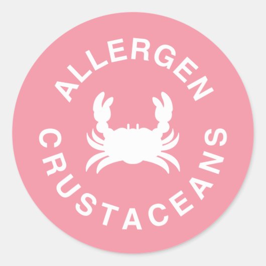 Waarschuwing allergie voor schaaldieren ronde sticker (Voorkant)