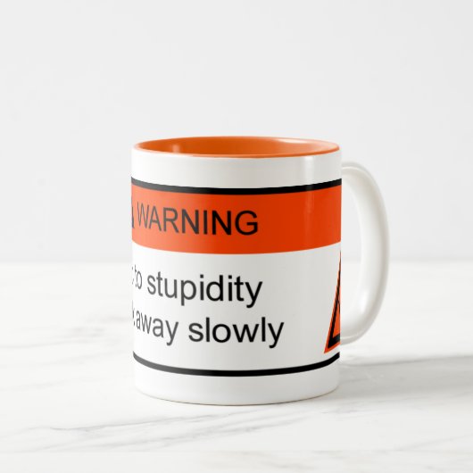 WAARSCHUWING: allergie voor stompzinnigheid Tweekleurige Koffiemok (Voorkant rechts)
