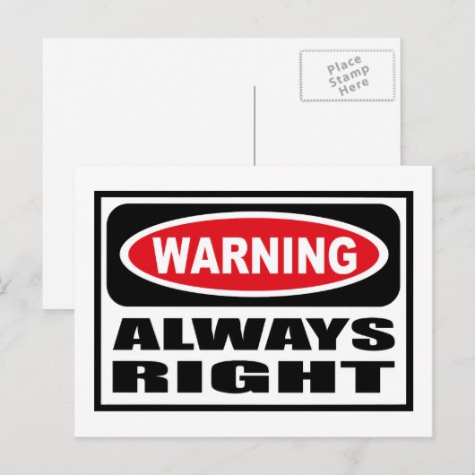 Waarschuwing ALTIJD RECHTS Briefkaart (Voorkant / Achterkant)