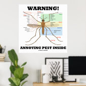 Waarschuwing! Annoying Pest Inside (muggenanatomie Poster (Thuiskantoor)